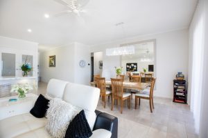 Living room and dining room